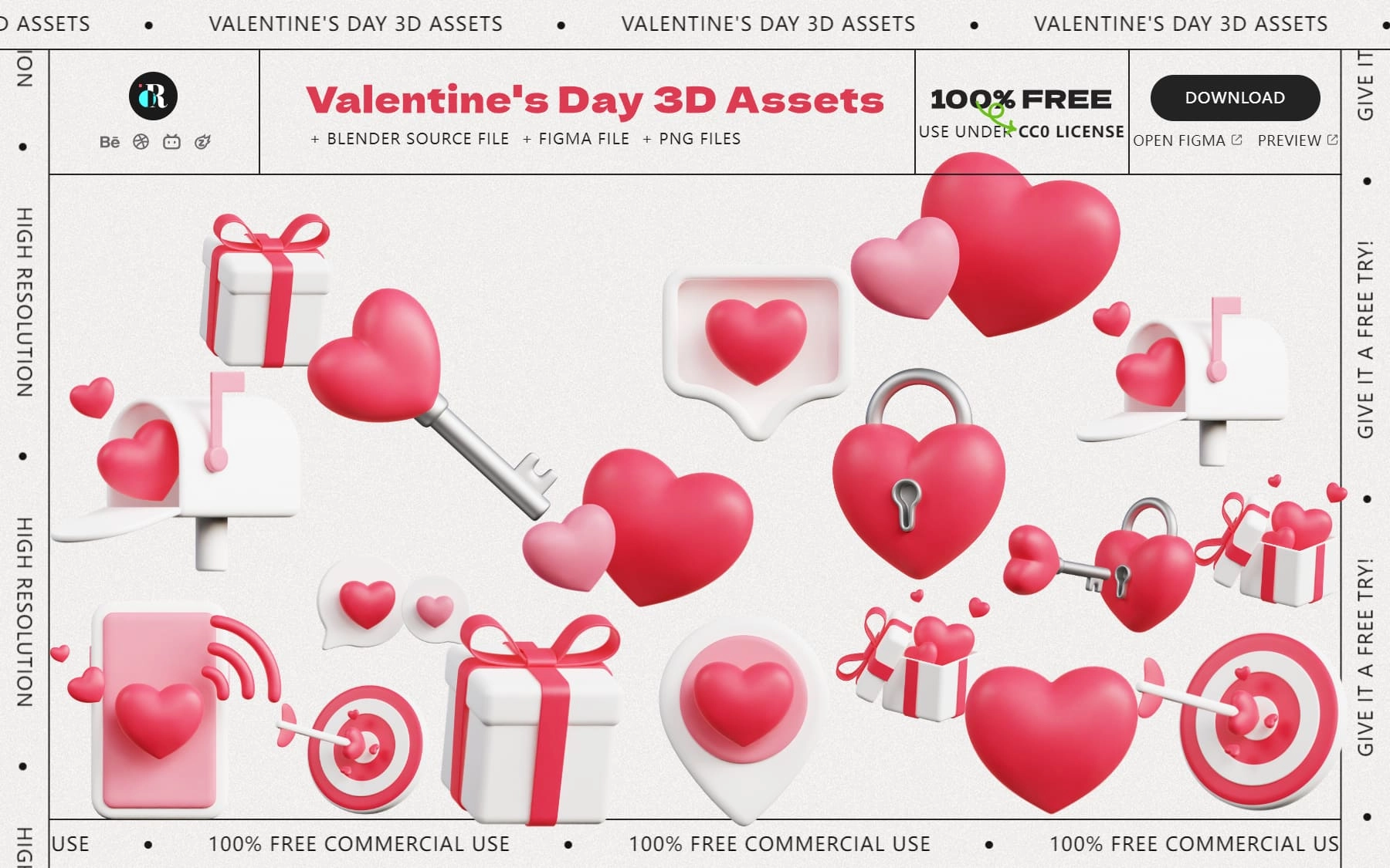 3D Valentine's Day asset 2